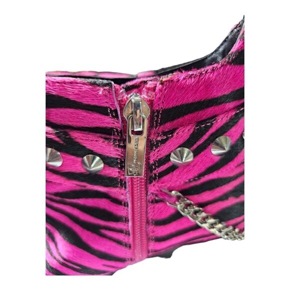 JESSICA SIMPSON "Zayrie" Genuine Calf Hair Pink Black Boots - Size 7 - Picture 6 of 8